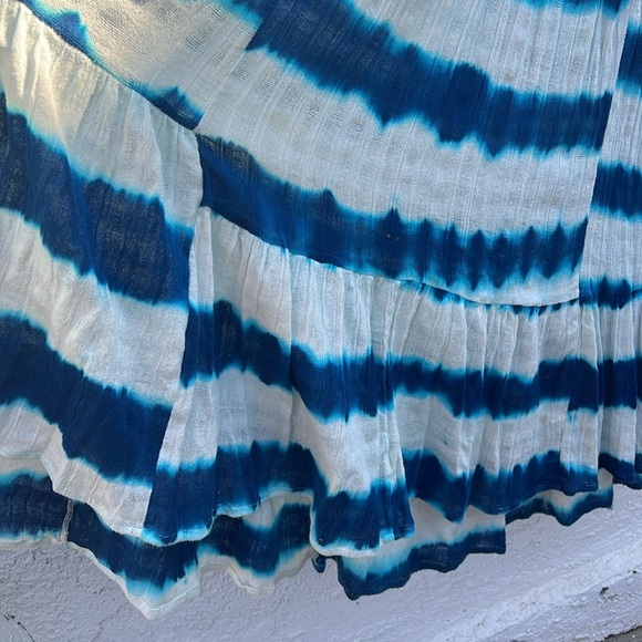 Free People gauze indigo dyed beaded  striped maxi dress XS - Picture 10 of 11